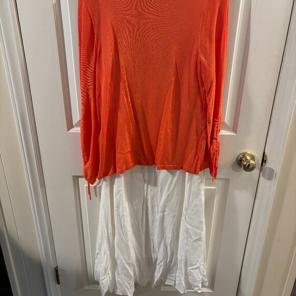 Chico's Embroidered White Maxi Dress (Small) with Orange Cardigan (Medium) ~ EUC - Picture 9 of 11
